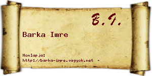 Barka Imre névjegykártya